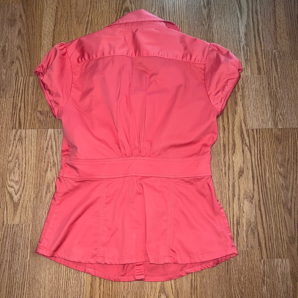 Banana Republic Coral Pink Button-Up Cap Sleeve Top - Picture 5 of 5